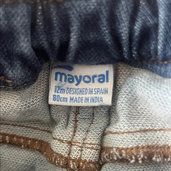 Mayoral Blue Jeans with Gold Heart Details Size 12 Months - Picture 2 of 7
